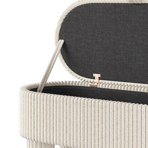 English Elm Modern Corduroy Upholstered Storage Bench with Lift Top Lid for Bedroom Entryway Beige N719P305624A