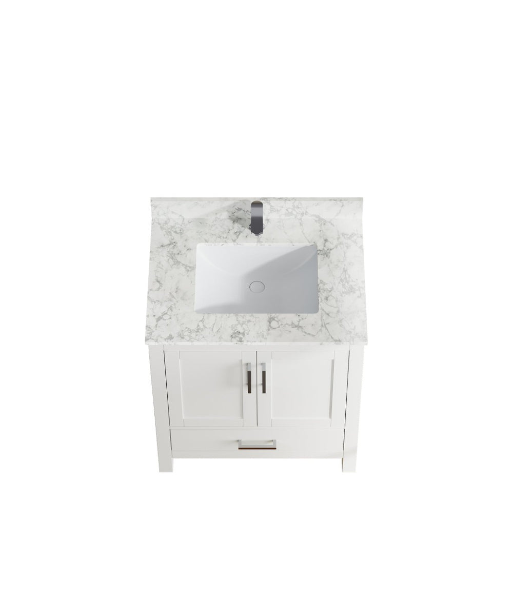 English Elm 29" Freestanding Bathroom Vanity Solid Wood Cabinet with Ceramic Sink and Soft-close Storage T3785P383041