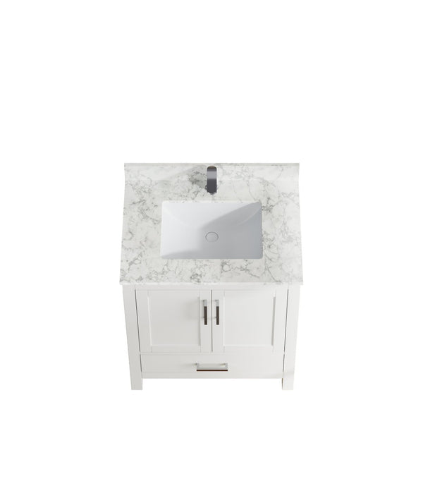English Elm 29" Freestanding Bathroom Vanity Solid Wood Cabinet with Ceramic Sink and Soft-close Storage T3785P383041