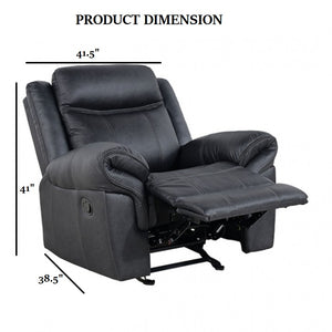 English Elm Transitional Glider Recliner with No-Gap Footrest, Plush Pillow Arms and Attached Back Cushion for Comfort Black 31 L x 41 W x 27 H B2741P391210