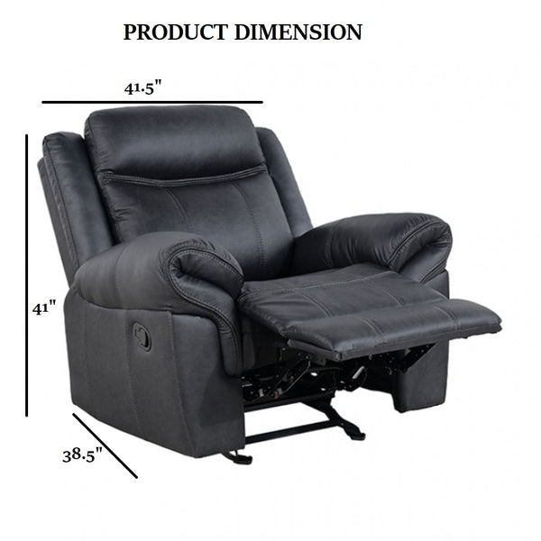 English Elm Transitional Glider Recliner with No-Gap Footrest, Plush Pillow Arms and Attached Back Cushion for Comfort Black 31 L x 41 W x 27 H B2741P391210