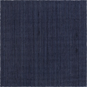 Unique Loom Braided Jute Dhaka Hand Woven Solid Rug Navy Blue,  8' 0" x 8' 0"
