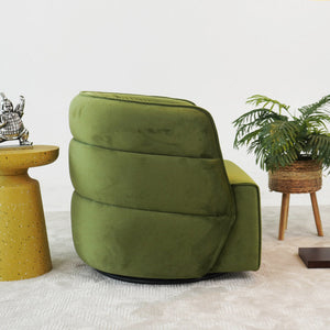 English Elm Ashcroft Furniture - Walden Mid-Century Swivel Chair Velvet Upholstery with Integrated Armrests, Fully Assembled Elegance Green B183P281191