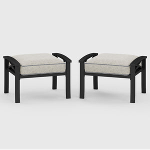 English Elm 7-piece Outdoor Sectional Set Steel Frame 9 Seat Patio Conversation with Cushioned Ottomans Grey+Black B082S00131