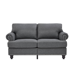 English Elm 59.5" Modern Classic Loveseat Sofa with Storage, Solid Wood Frame, Coil Springs & Removable Covers Grey W1097S00170