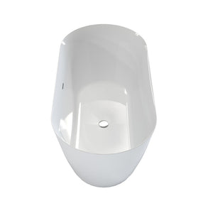 English Elm 63" Oval Freestanding Soaking Tub Solid Surface Resin Spa Bathtub Glossy White W1920P386239