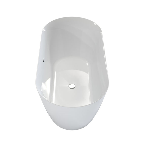 English Elm 63" Oval Freestanding Soaking Tub Solid Surface Resin Spa Bathtub Glossy White W1920P386239