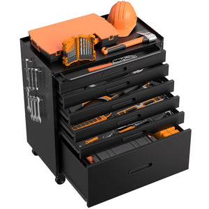 English Elm 34.3" Rolling Steel Tool Cabinet with 3 Drawers Lockable Doors and Pegboard Side Panels T2398P442673