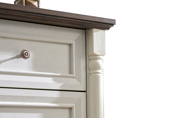 English Elm 10 Drawer Dresser Chest Walnut Rustic Two-Tone Wood Grain, 10 Smooth-Glide Drawers, Durable Storage Appeal W2393P276633