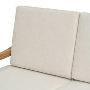 English Elm Christopher Knight Home® - 2 Piece Acacia Wood Outdoor Sofa Set with Carved Lattice Backrest, Ergonomic Curved Arms & Cushions, Natural Beige Finish N768P271733D_N768P271732D