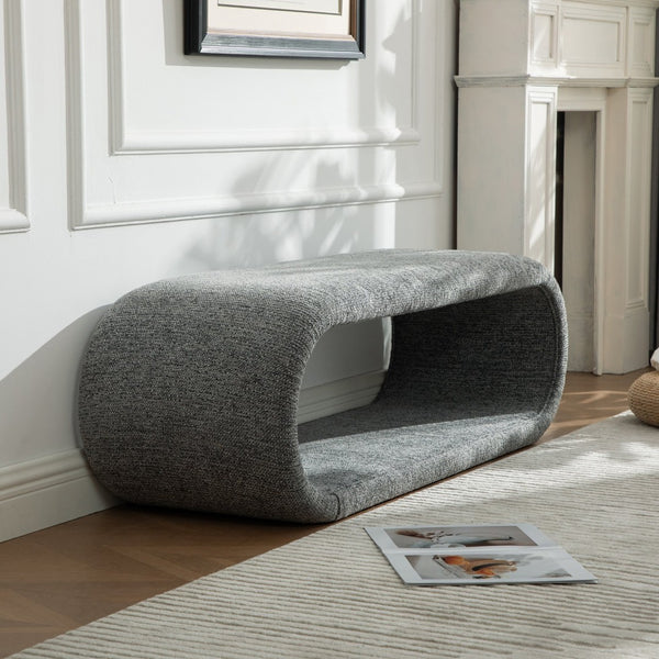 English Elm 52.17"wide Chenille Upholstered Storage Bench Soft Foam Seat Iron Wood Frame Entryway Gray W3189P422401