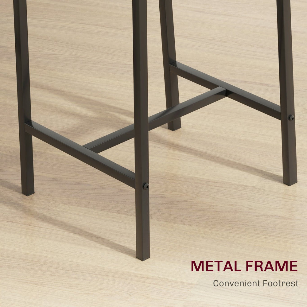 English Elm Homcom 3-Piece Industrial Bar Set With Space-Saving Design, Oak Table & High-Back Stools For 2 W2225P217129