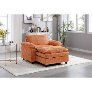 English Elm Accent Chair With Ottoman - Cozy Chenille Lounge Sofa For Living Room, Bedroom & Office Comfort W2100S00176