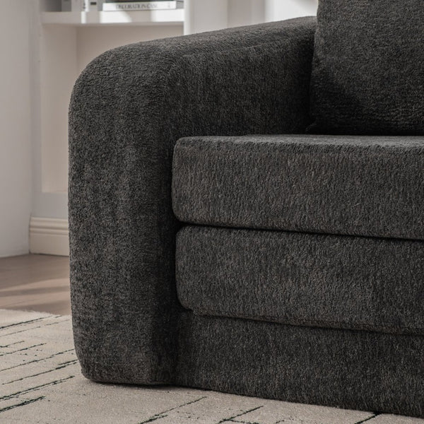 English Elm 40" Chenille Cloud Floor Chair Convertible Sleeper Sofa Lounge for Dorm Apartment Bedroom Gray W3118P388898