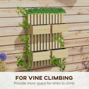 English Elm Outsunny 4-Box Vertical Garden Bed With Adjustable Trellis For Climbing Plants, Durable Wood Planter W2225P174393-GIGA