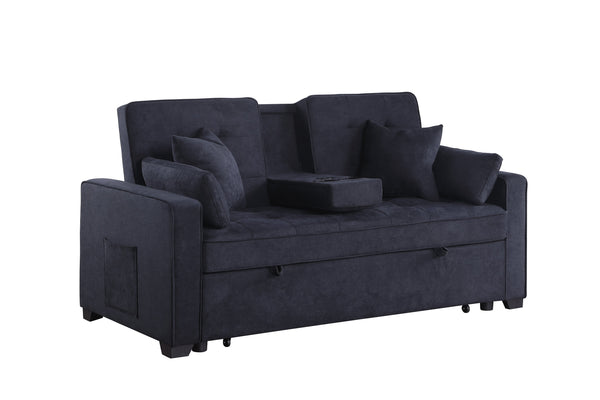 English Elm Cody 70"W Convertible Sleeper Loveseat With Console, Usb Ports & Cup Holders For Small Spaces B061S00849