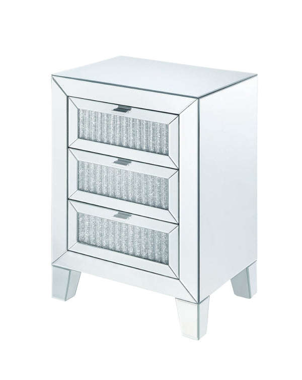 English Elm Noralie Mirrored Three Drawer Glam Accent Table with Faux Diamond Inlay Fronts B2726P448765