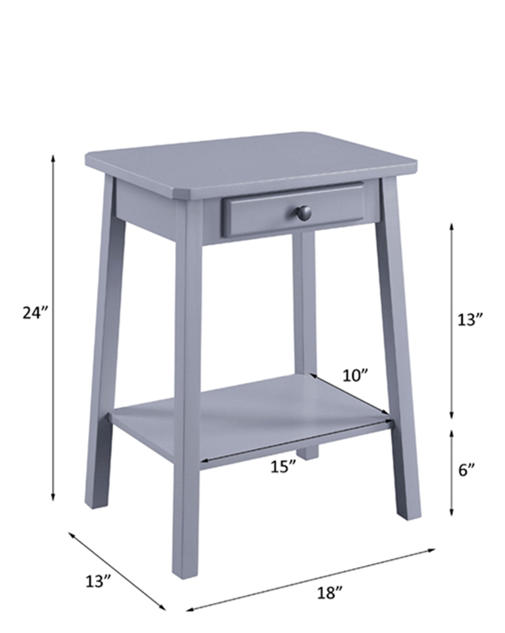 English Elm Kaife Gray Accent Table with Slim Drawer & Open Display Shelf, Synthetic Wood, Compact 15"x10"x13" B2726P243279
