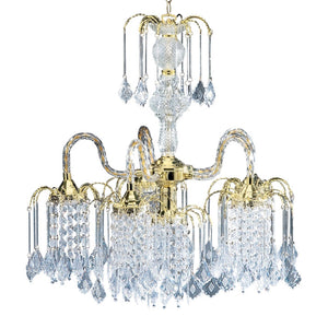 English Elm 25" Tall Metal Chandelier - Elegant Polished Brass With Crystal Accents For Timeless Home Décor B072116083