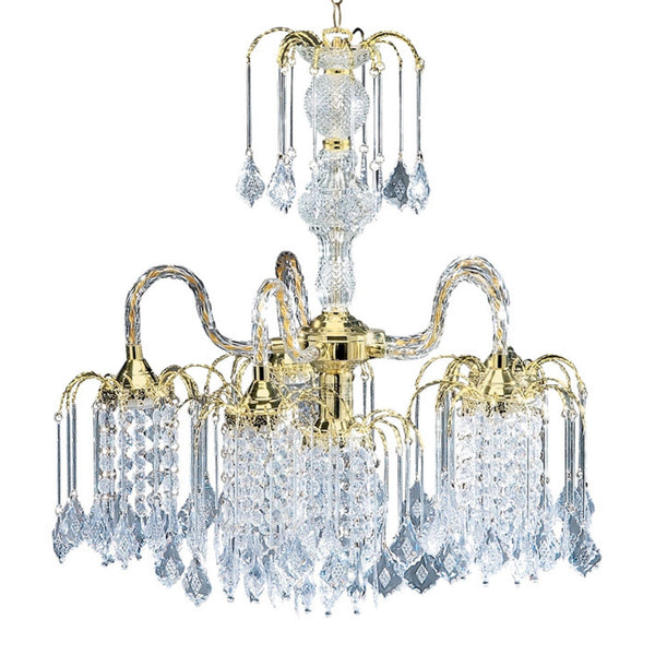 English Elm 25" Tall Metal Chandelier - Elegant Polished Brass With Crystal Accents For Timeless Home Décor B072116083