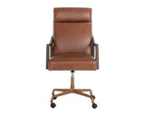 Collin Office Chair - Brushed Gold, Brown, Shalimar Tobacco Leather 110542  Sunpan