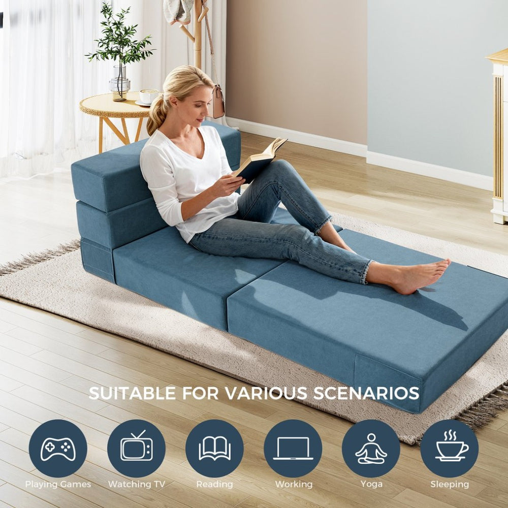English Elm Folding Floor Sofa Bed with Five Section Design High Density Foam for Small Spaces T5880P498065