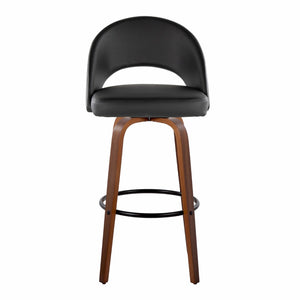 English Elm Fixed-height Mid-century Barstools with Walnut Legs and Grey Upholstered Seats Set Black,Walnut B202S01939