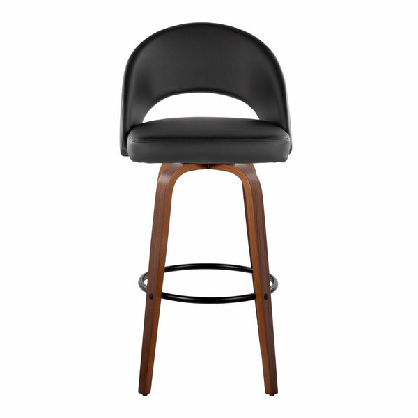 English Elm Fixed-height Mid-century Barstools with Walnut Legs and Grey Upholstered Seats Set Black,Walnut B202S01939