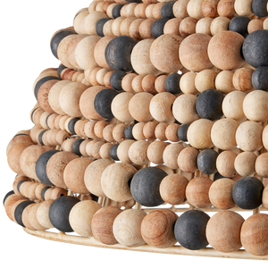 Medley Pendant Light - Bohemian Dome Design with Natural Wood Beads - Adjustable Height & Unique Style