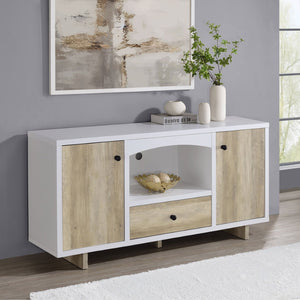 English Elm Yesler Two-tone Media Credenza with Open Shelf and Concealed Cabinet Storage B062P441083