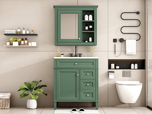 English Elm 30'' Bathroom Vanity Set With Mirror, Modern Freestanding Storage, 2 Drawers & Tip-Out Organizer SW000127AAF-3