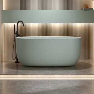 English Elm 47'' Freestanding Stone Resin Soaking Tub Sculpted Solid Surface with Heat Retention Turquoise Green W2753P416610