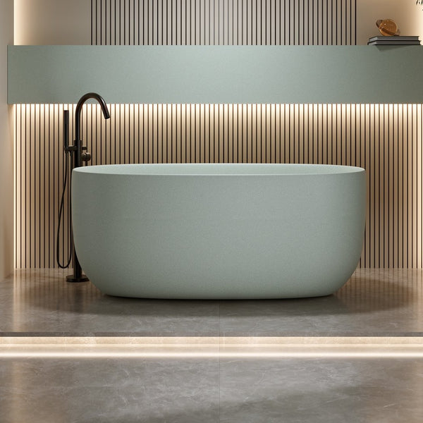English Elm 47'' Freestanding Stone Resin Soaking Tub Sculpted Solid Surface with Heat Retention Turquoise Green W2753P416610