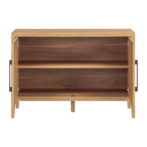 English Elm U_style Farmhouse Pine Veneer Buffet Cabinet with Double Doors for Kitchen or Entryway Natural N711P410389O