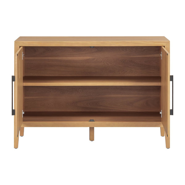English Elm U_style Farmhouse Pine Veneer Buffet Cabinet with Double Doors for Kitchen or Entryway Natural N711P410389O
