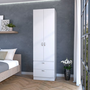 English Elm Tall Mayer Wardrobe Melamine with Hanging Rod, Two Doors & Drawers — Durable, Space-Saving Closet Solution B128P203060