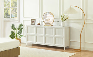 English Elm 67'' Scandinavian Oak Sideboard with Touch Latch Doors Soft Close Hinges Living Room Storage Light Gray W1820P420818