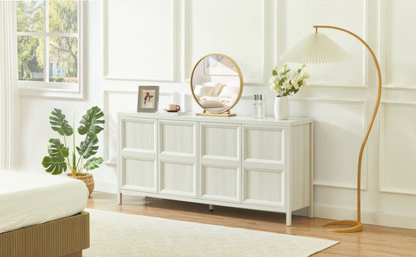 English Elm 67'' Scandinavian Oak Sideboard with Touch Latch Doors Soft Close Hinges Living Room Storage Light Gray W1820P420818