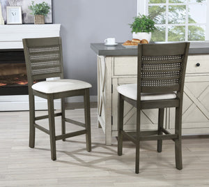 OSP Home Furnishings Walden 24" Cane Back Stool  - Set of 2 Linen / Antique Grey