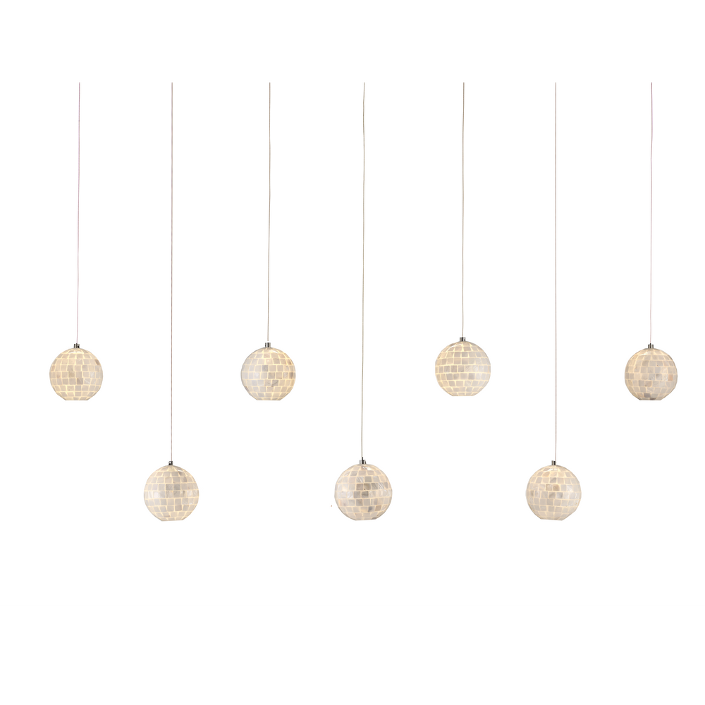 Finhorn 30-Light Multi-Drop Pendant - Elegant Mother of Pearl Shades & Stunning Silver Canopy Design