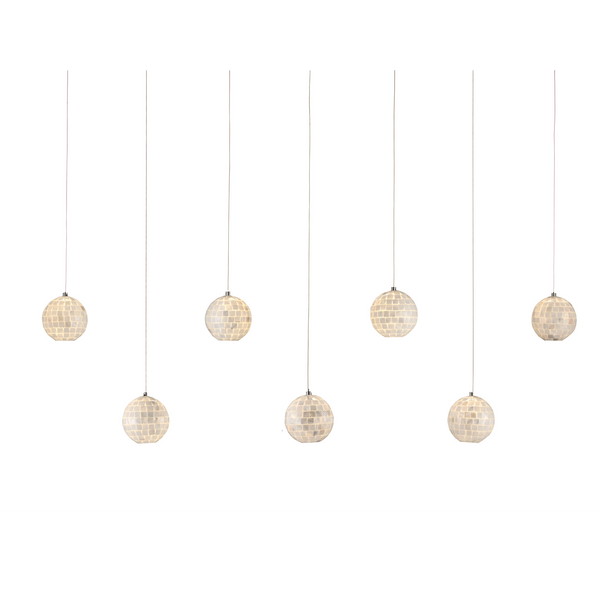 Finhorn 30-Light Multi-Drop Pendant - Elegant Mother of Pearl Shades & Stunning Silver Canopy Design