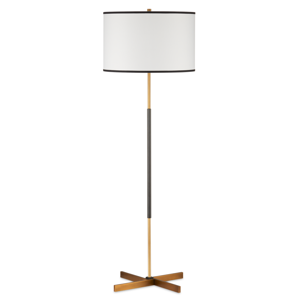 Willoughby Floor Lamp - Contemporary Metal Design with Pinwheel Base, Brass & Oil-Rubbed Bronze Finish