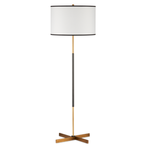 Willoughby Floor Lamp - Contemporary Metal Design with Pinwheel Base, Brass & Oil-Rubbed Bronze Finish