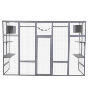 English Elm Wooden Pine Cat Enclosure with Six Platforms Two Condos Bridge and Scratching Post W2181P198549