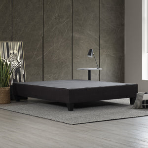 English Elm Modern Upholstered Queen Platform Bed Base – Sturdy Wood Frame, Dark Grey Fabric, Low-Profile Design B2741P283778