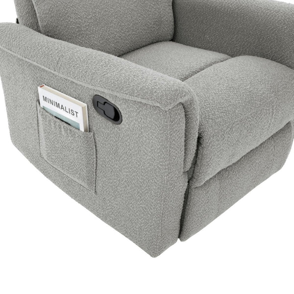 English Elm Manual Recliner Swivel Rocker Boucle Chair with 8-point Massage for Nursery or Living Room Grey N763P363763E
