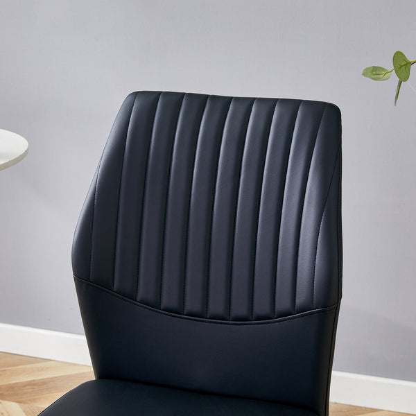 English Elm Luxury Black Dining Chairs Set Of 6 - Modern Ergonomic Pu Upholstered Chairs With Metal Legs W1151P282702