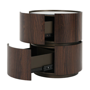 English Elm Christopher Knight Home® - MDF Oval Italian Double-Layer Side Table with Tempered Glass Top, Space-Saving Storage, Sturdy Elegance Black+Brown N770P281243B