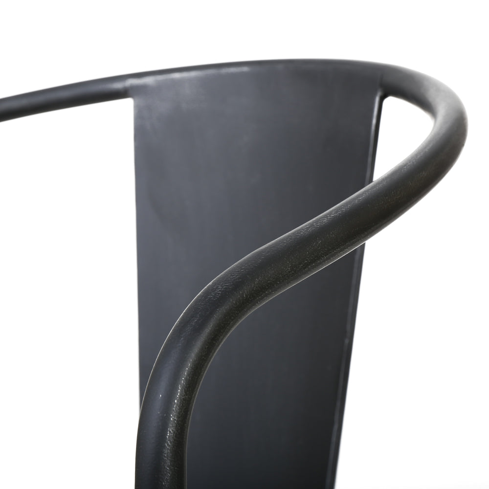 English Elm Christopher Knight Home® - COLMAR 3-Piece Metal Bistro Set for Patio — Weather-Resistant Iron Table & Stackable Armchairs, Slatted Design Black+Silver 56558.00BSVR