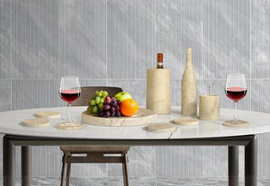 English Elm Glod Luxury Natural Marble 10-Piece Dining Room Accessory Set with Coasters, Tray, Cooler, Vase Beige+Gold,Beige+yellow,Gold W1696P262940